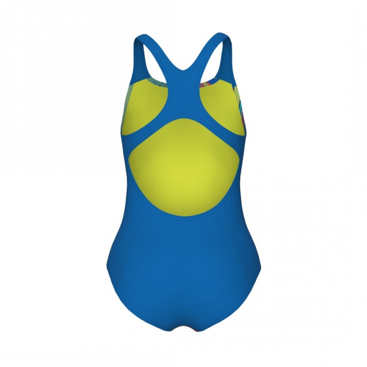 GIRL'S ARENA PALETTE SWIMSUIT SWIM PRO BACK MULTİ SOFT GREEN BLUE RIVER