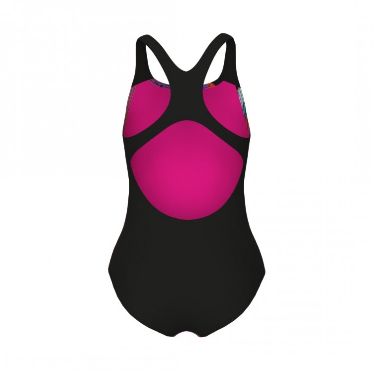 GIRL'S ARENA PALETTE SWIMSUIT SWIM PRO BACK MULTI SHOCKİNG PINK BLACK