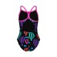 GIRL'S ARENA BALLOONS SWIMSUIT LIGHTDROP BACK BLACK MULTI SHOCKING PINK