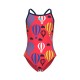 GIRL'S ARENA BALLOONS SWIMSUIT LIGHTDROP BACK BRIGHT CORAL MULTI NAVY