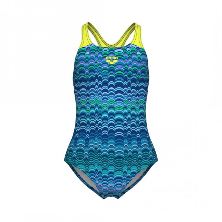 GIRL'S ARENA ONDULATION SWIMSUIT SWIM PRO BACK MULTI NAVY SOFT GREEN