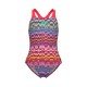 GIRL'S ARENA ONDULATION SWIMSUIT SWIM PRO BACK MULTI VIOLET BRIGHT CORAL