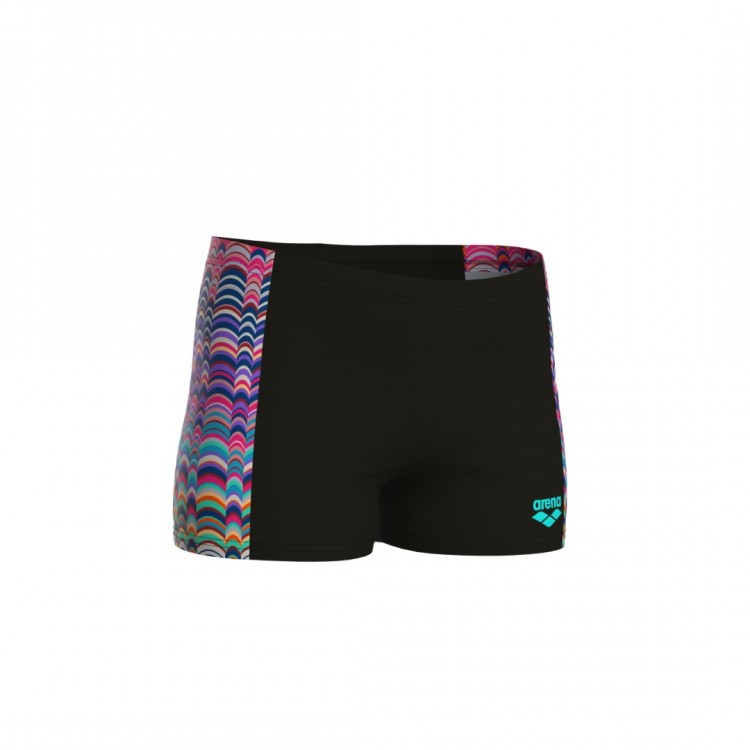 BOY'S ARENA ONDULATION SWIM SHORT BLACK MULTI VIOLET