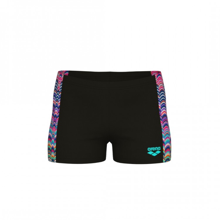 BOY'S ARENA ONDULATION SWIM SHORT BLACK MULTI VIOLET