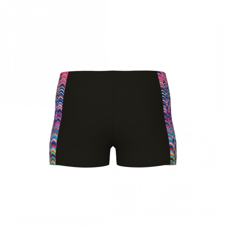 BOY'S ARENA ONDULATION SWIM SHORT BLACK MULTI VIOLET