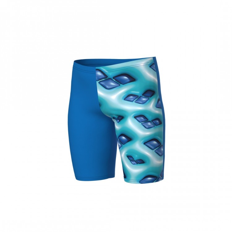 BOY'S ARENA LOGO GRAPHIC SWIM JAMMER BLUE RIVER WATER MULTI