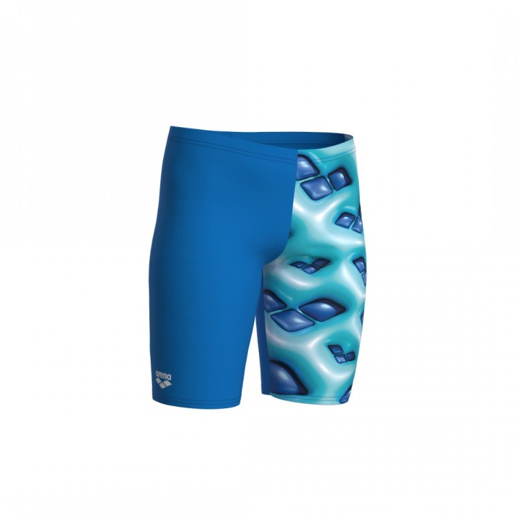 BOY'S ARENA LOGO GRAPHIC SWIM JAMMER BLUE RIVER WATER MULTI