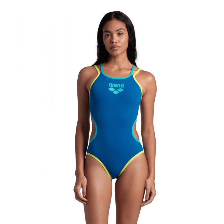 W ARENA ONE DOUBLE CROSS BACK ONE PIECE BLUE COSMO SOFT GREEN WATER