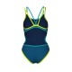 W ARENA ONE DOUBLE CROSS BACK ONE PIECE BLUE COSMO SOFT GREEN WATER