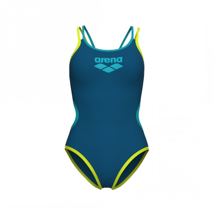 W ARENA ONE DOUBLE CROSS BACK ONE PIECE BLUE COSMO SOFT GREEN WATER