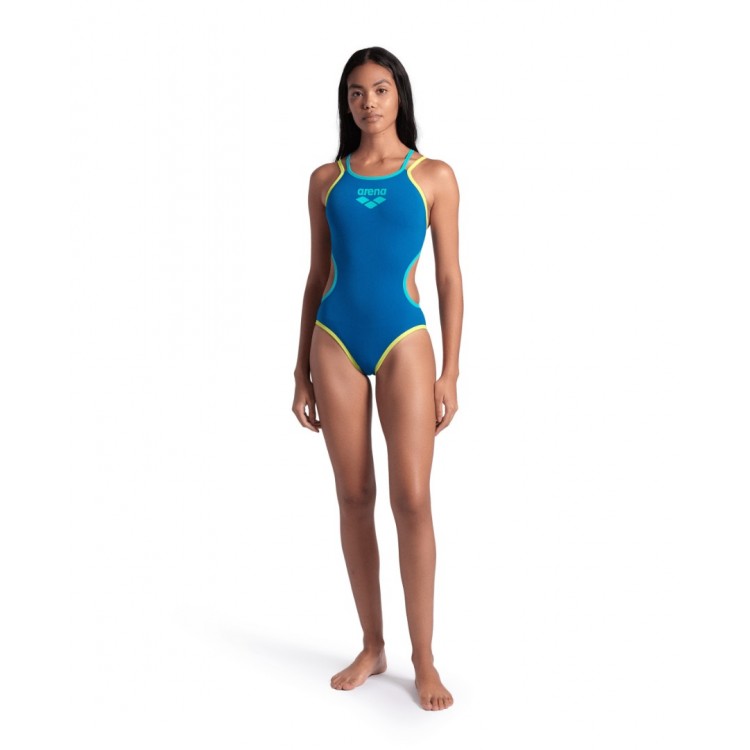 W ARENA ONE DOUBLE CROSS BACK ONE PIECE BLUE COSMO SOFT GREEN WATER