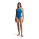 W ARENA ONE DOUBLE CROSS BACK ONE PIECE BLUE COSMO SOFT GREEN WATER