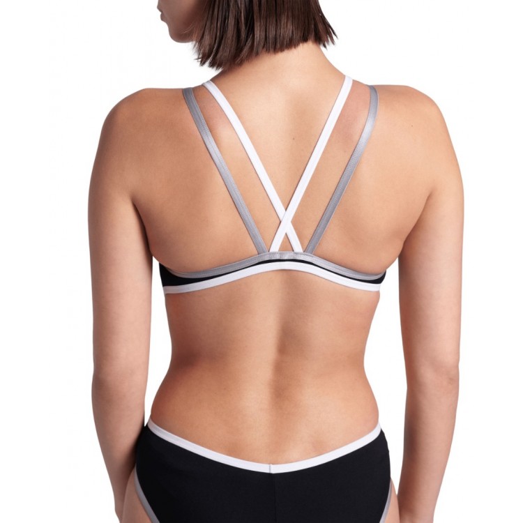 W ARENA ONE DOUBLE CROSS BLACK ONE PIECE BLACK WHITE SILVER