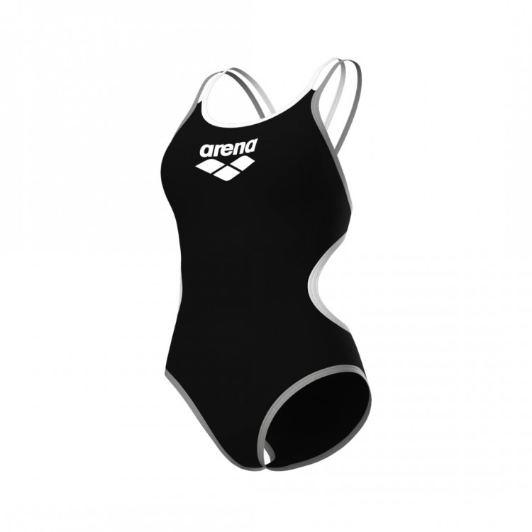 W ARENA ONE DOUBLE CROSS BLACK ONE PIECE BLACK WHITE SILVER