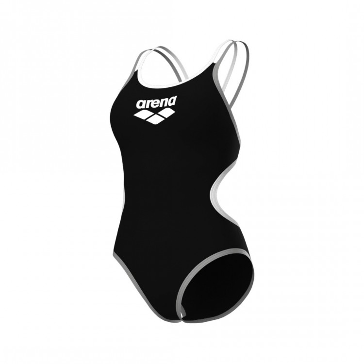 W ARENA ONE DOUBLE CROSS BLACK ONE PIECE BLACK WHITE SILVER