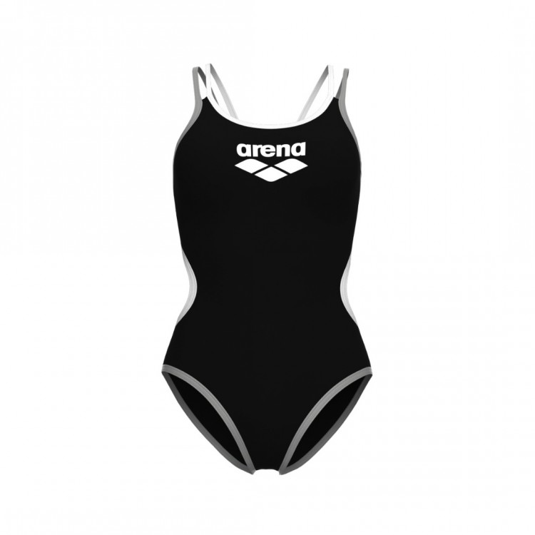 W ARENA ONE DOUBLE CROSS BLACK ONE PIECE BLACK WHITE SILVER