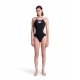 W ARENA ONE DOUBLE CROSS BLACK ONE PIECE BLACK WHITE SILVER