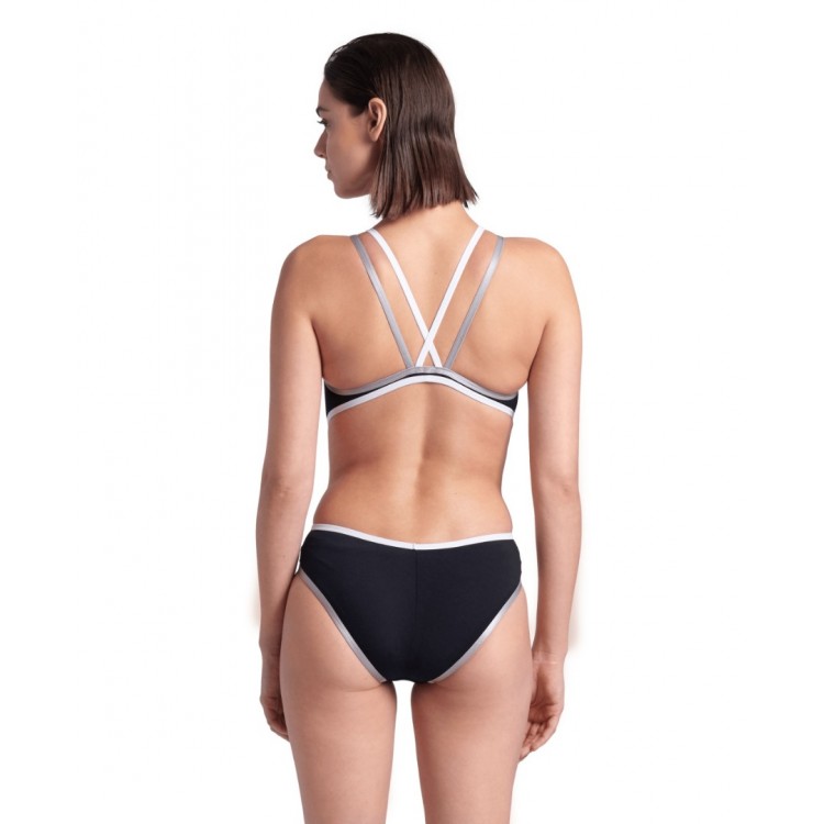 W ARENA ONE DOUBLE CROSS BLACK ONE PIECE BLACK WHITE SILVER