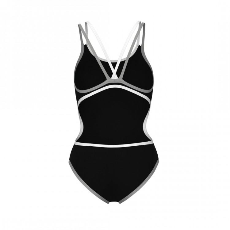 W ARENA ONE DOUBLE CROSS BLACK ONE PIECE BLACK WHITE SILVER