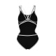 W ARENA ONE DOUBLE CROSS BLACK ONE PIECE BLACK WHITE SILVER