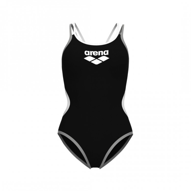 W ARENA ONE DOUBLE CROSS BLACK ONE PIECE BLACK WHITE SILVER