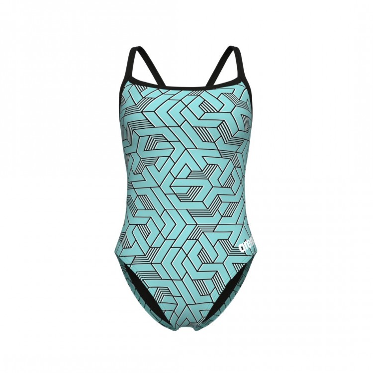 WOMEN'S ARENA ESCAPE SWIMSUIT CHALENGE BACK BLACK WATER BLUE MULTI