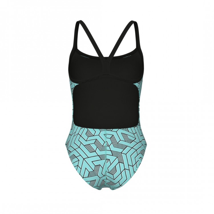 WOMEN'S ARENA ESCAPE SWIMSUIT CHALENGE BACK BLACK WATER BLUE MULTI