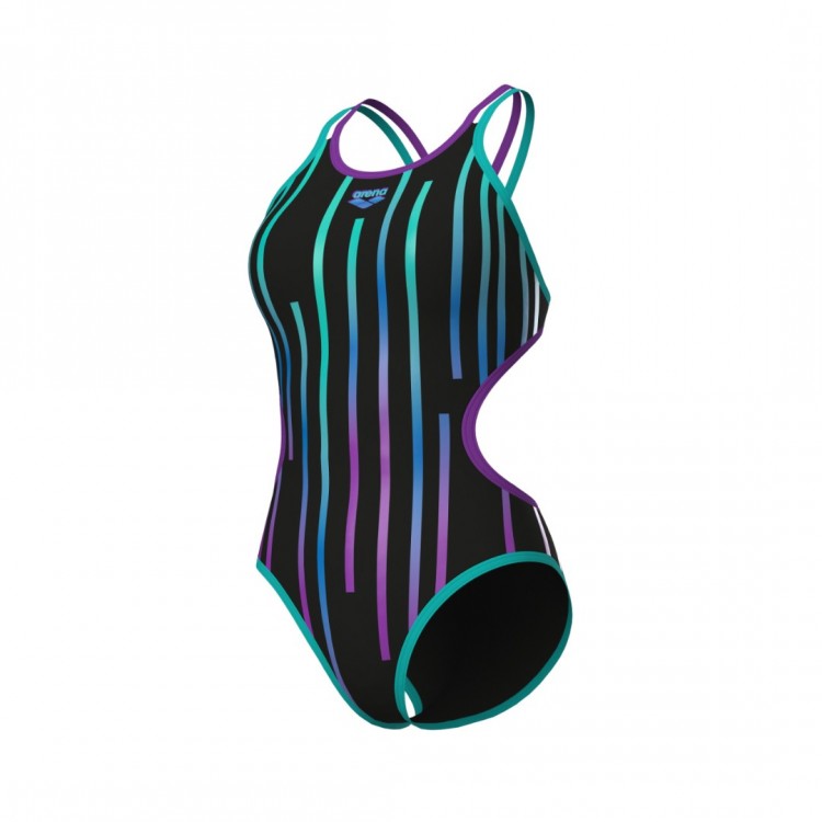 WOMEN'S ARENA ONE METALIC PAINT SWIMSUIT BLACK WATERPURBLE