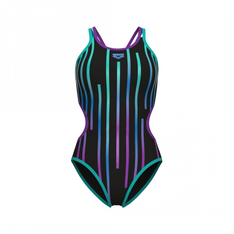 WOMEN'S ARENA ONE METALIC PAINT SWIMSUIT BLACK WATERPURBLE