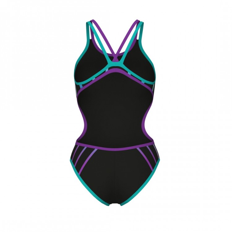 WOMEN'S ARENA ONE METALIC PAINT SWIMSUIT BLACK WATERPURBLE