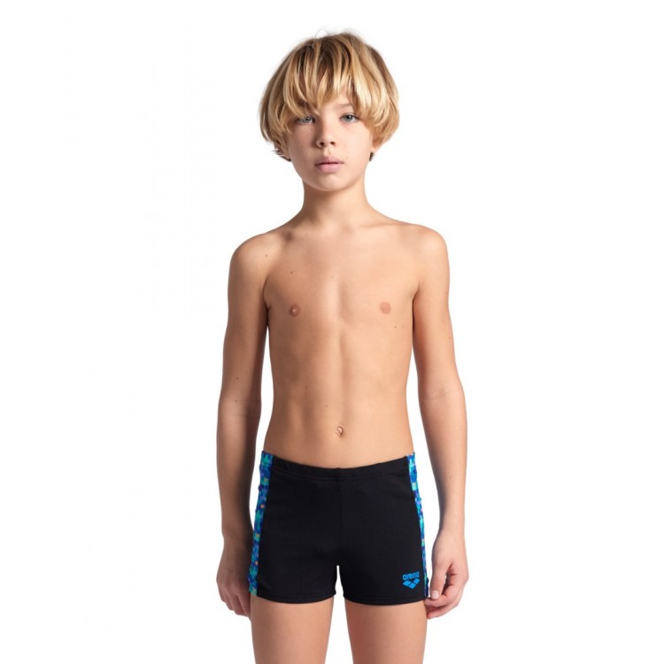 BOYS ARENA POOL TILES SWIM SHORT BLACK BLUE MULTI