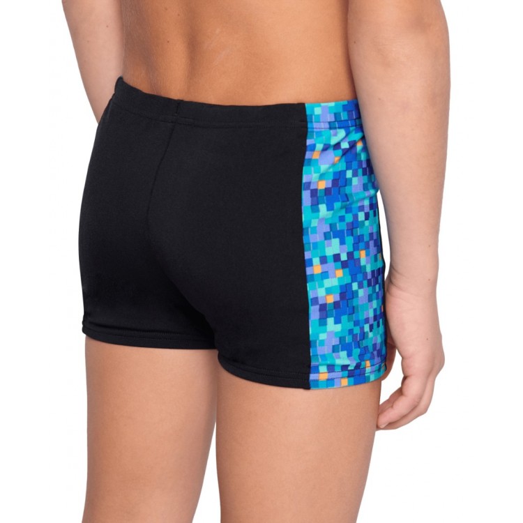 BOYS ARENA POOL TILES SWIM SHORT BLACK BLUE MULTI