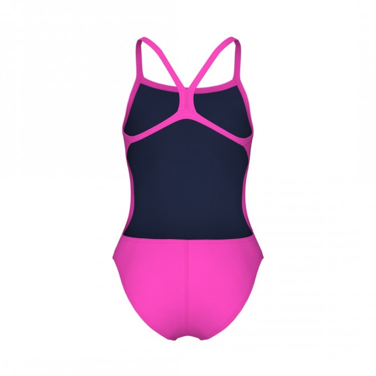 GIRLS TEAM SWIMSUIT CHALLENGE SOLID SHOCKING PINK-BLUE RIVER