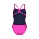 GIRLS TEAM SWIMSUIT CHALLENGE SOLID SHOCKING PINK-BLUE RIVER