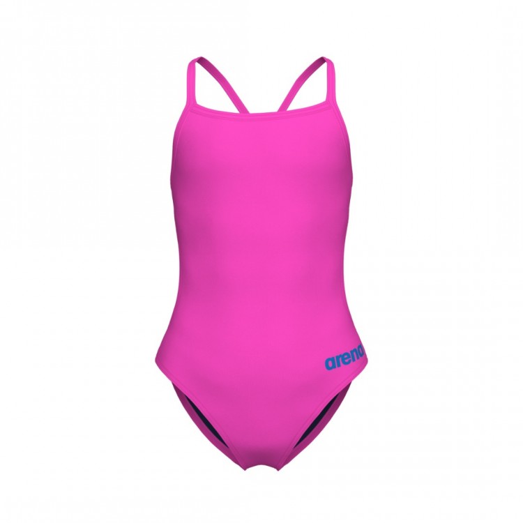 GIRLS TEAM SWIMSUIT CHALLENGE SOLID SHOCKING PINK-BLUE RIVER