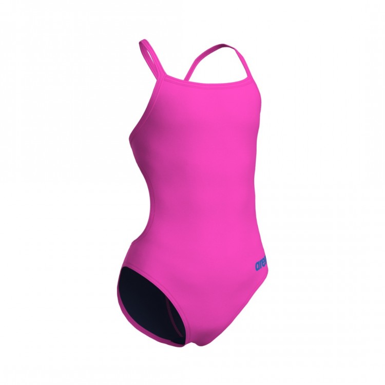 GIRLS TEAM SWIMSUIT CHALLENGE SOLID SHOCKING PINK-BLUE RIVER