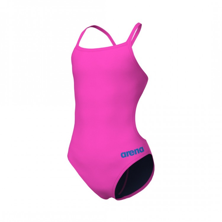 GIRLS TEAM SWIMSUIT CHALLENGE SOLID SHOCKING PINK-BLUE RIVER