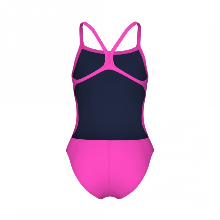 GIRLS TEAM SWIMSUIT CHALLENGE SOLID SHOCKING PINK-BLUE RIVER