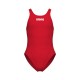 GIRLS TEAM SWIMSUIT SWIM TECH SOLID RED WHITE